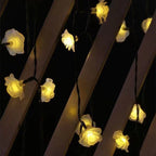 Modern Art Deco Solar Battery Waterproof PVC Rose Romantic Decoration LED String Light For Garden