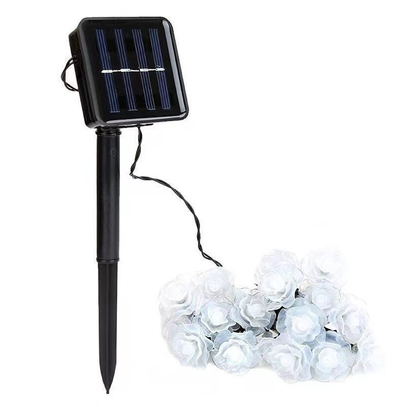 Modern Art Deco Solar Battery Waterproof PVC Rose Romantic Decoration LED String Light For Garden