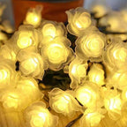 Modern Art Deco Solar Battery Waterproof PVC Rose Romantic Decoration LED String Light For Garden