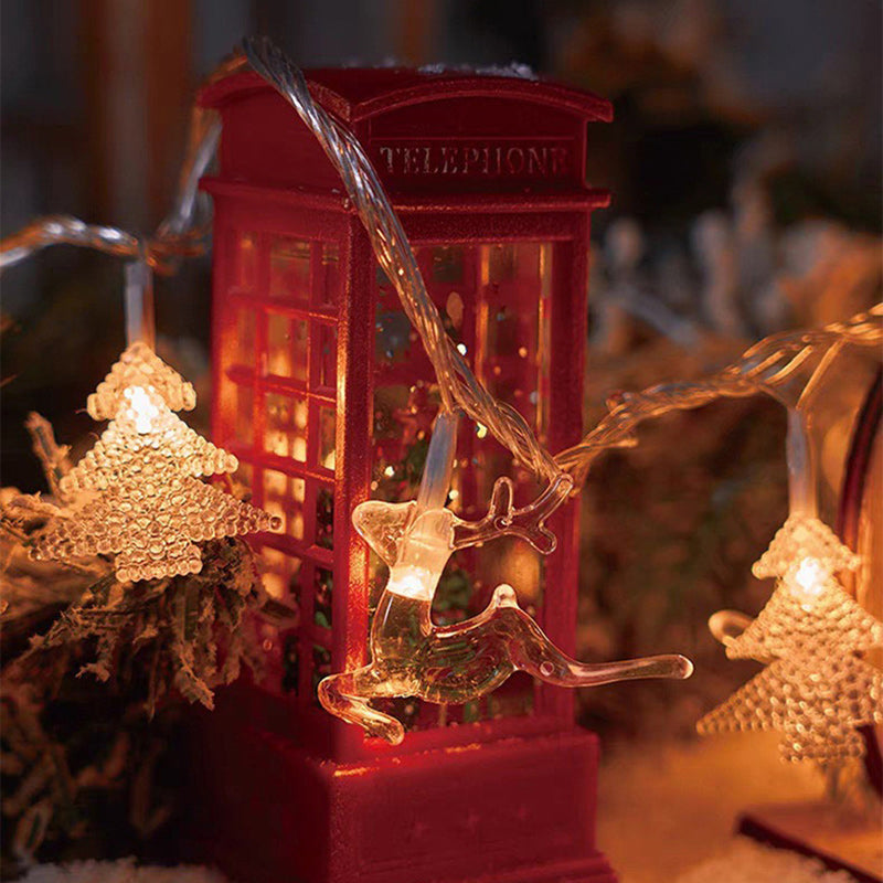 Modern Art Deco Battery USB PVC Deer Snow Star Christmas Tree Decoration LED String Light For Entertainment Room
