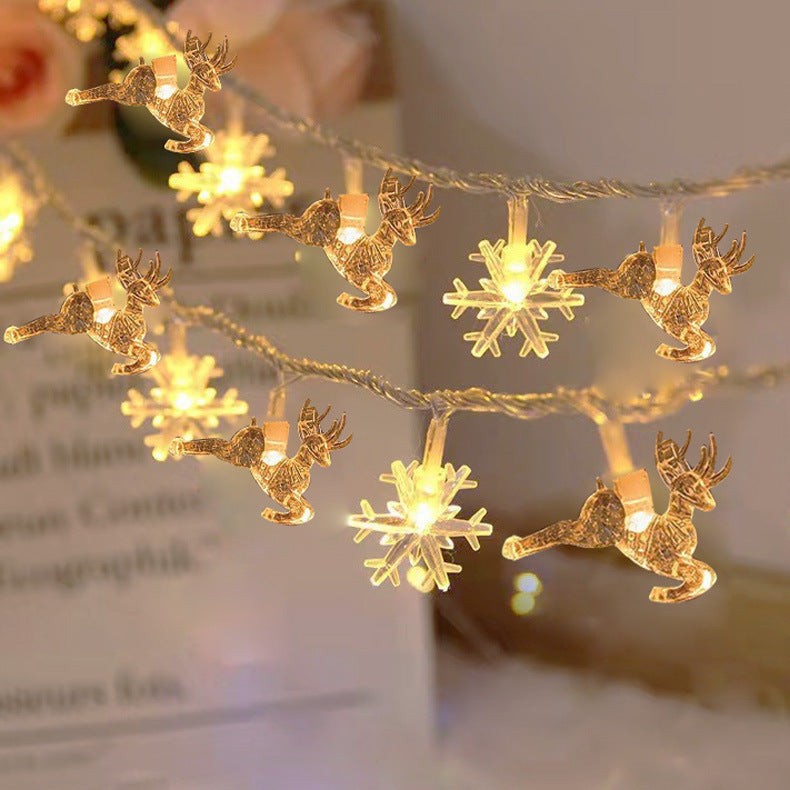 Modern Art Deco Battery USB PVC Deer Snow Star Christmas Tree Decoration LED String Light For Entertainment Room