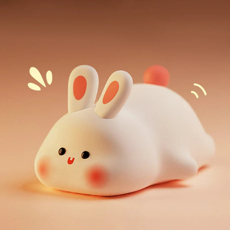 Cute Rabbit-Shaped USB Rechargeable Silicone Night Light for the Bedroom