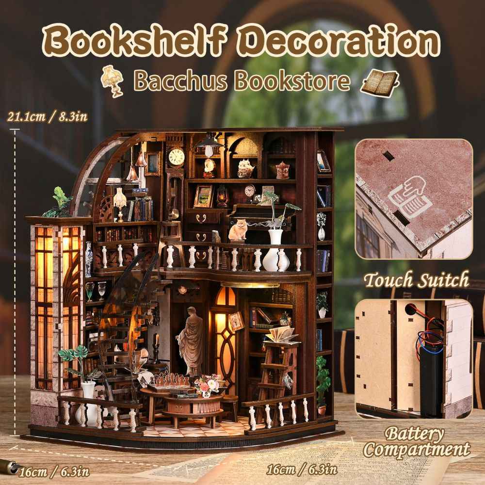 Bacchus Bookstore DIY Mini House Kit l DIY Miniature Kit