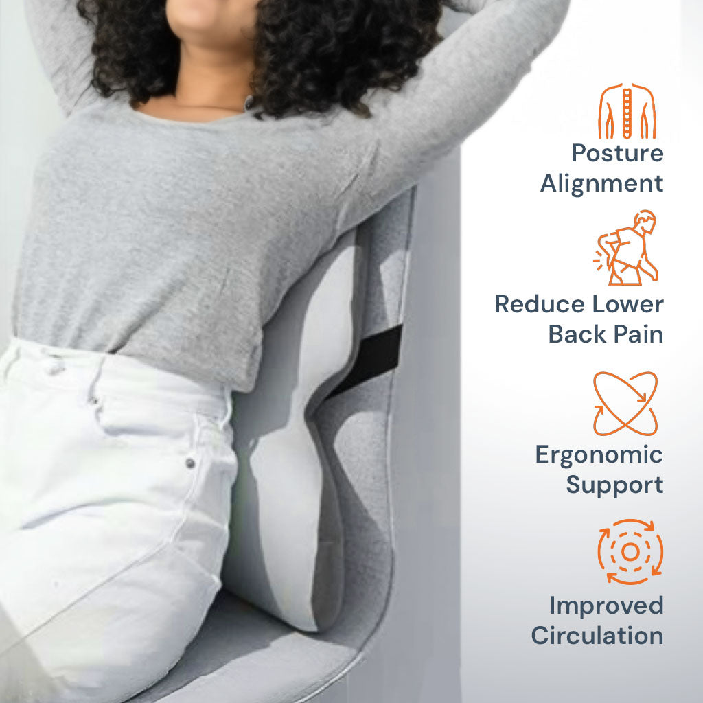 Adjustable Memory Foam Lumbar Support Cushion | Backrest Support for office chair Ergonomic Design for Back Pain Relief at Home, Office & Car