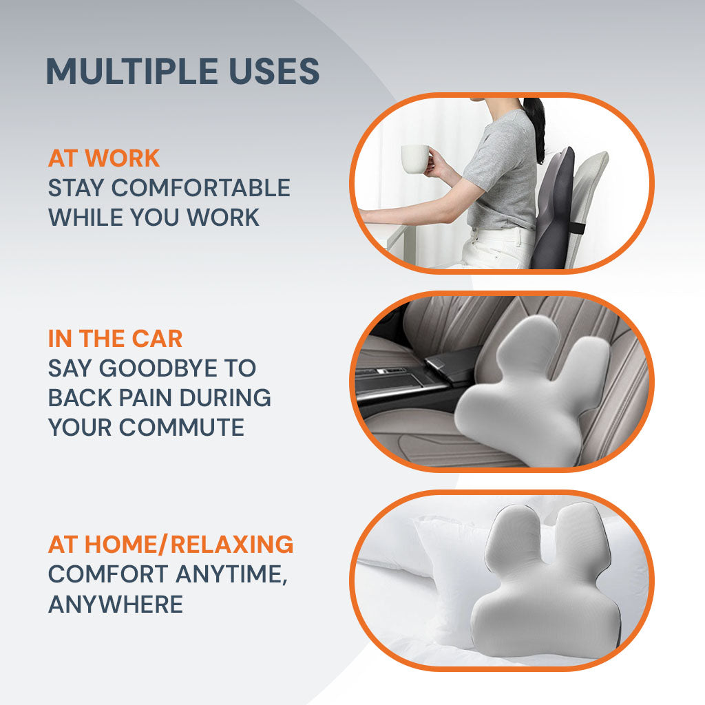 Adjustable Memory Foam Lumbar Support Cushion | Backrest Support for office chair Ergonomic Design for Back Pain Relief at Home, Office & Car