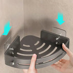 Bathroom Wall Shelf – Stainless Steel Corner Basket with Adhesive Holder