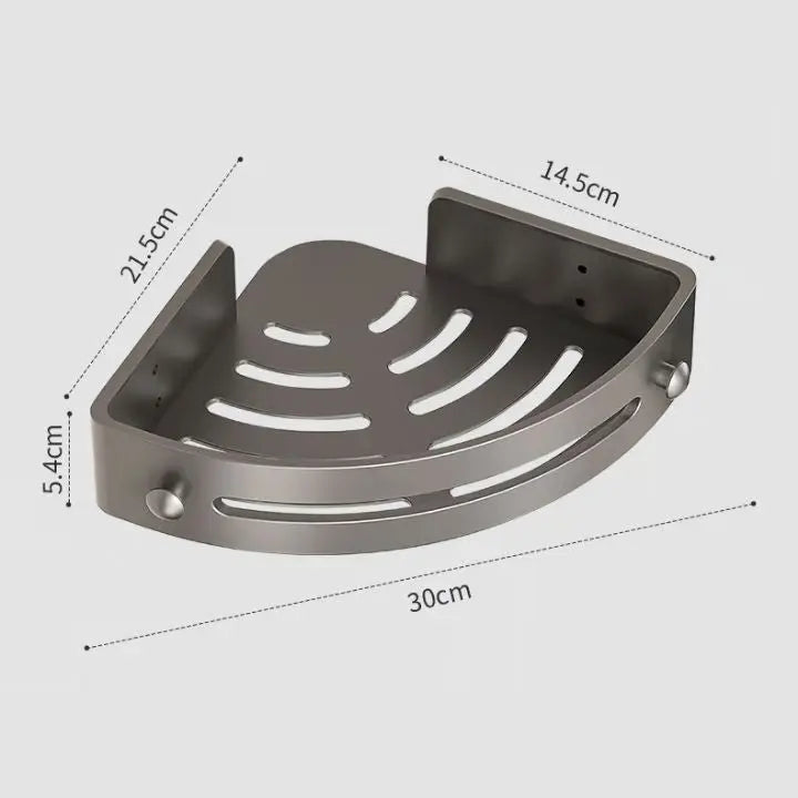 Bathroom Wall Shelf – Stainless Steel Corner Basket with Adhesive Holder