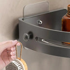 Bathroom Wall Shelf – Stainless Steel Corner Basket with Adhesive Holder