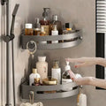 Bathroom Wall Shelf – Stainless Steel Corner Basket with Adhesive Holder