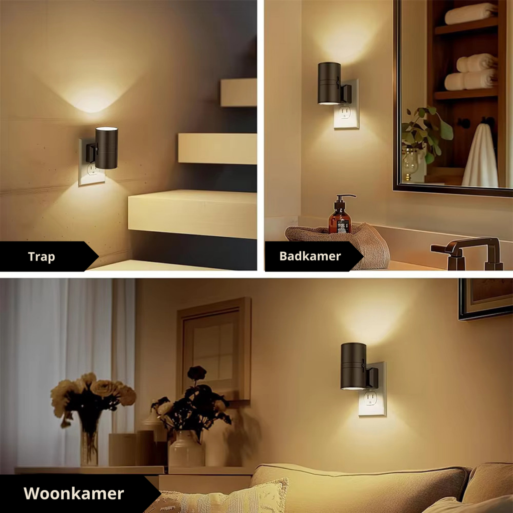 Luxury Plug-In Ambient Night Light – Dimmable LED Wall Light with Sensor (3000K Warm Glow)