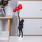 Sculpture of a girl with balloon in Banksy style for table decoration and creative living room decoration