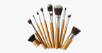 Eco-friendly bamboo hairbrush set with free case – A set of 10 make-up brushes for perfect blending