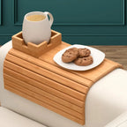 Bamboo Armrest Tray – Non-Slip Sofa Holder for Drinks & Snacks