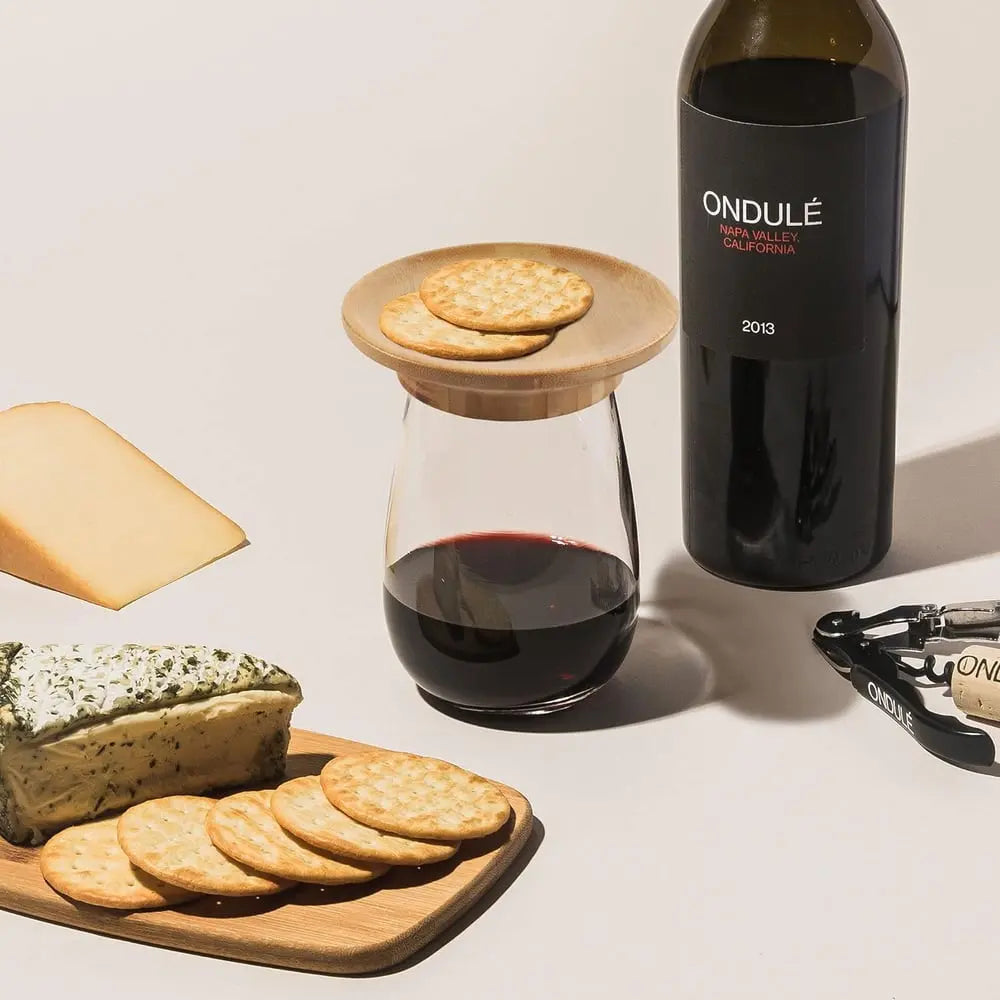 Bamboo Wine Glass Snack Holder — Elegant Snack Holder for Wine Evenings