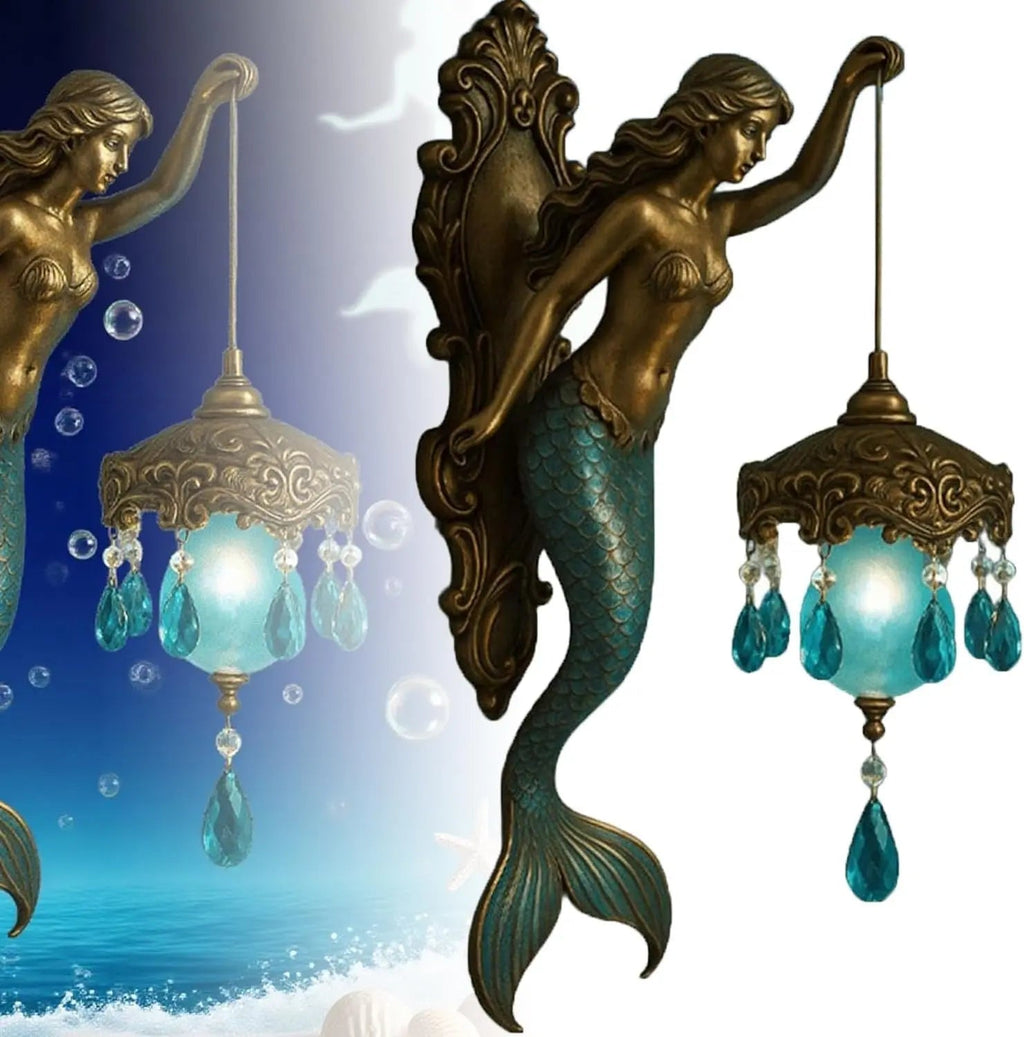 Elegant Baroque Mermaid Wall Lamp – Artistic Maritime Wall Lamp for Atmospheric Spaces