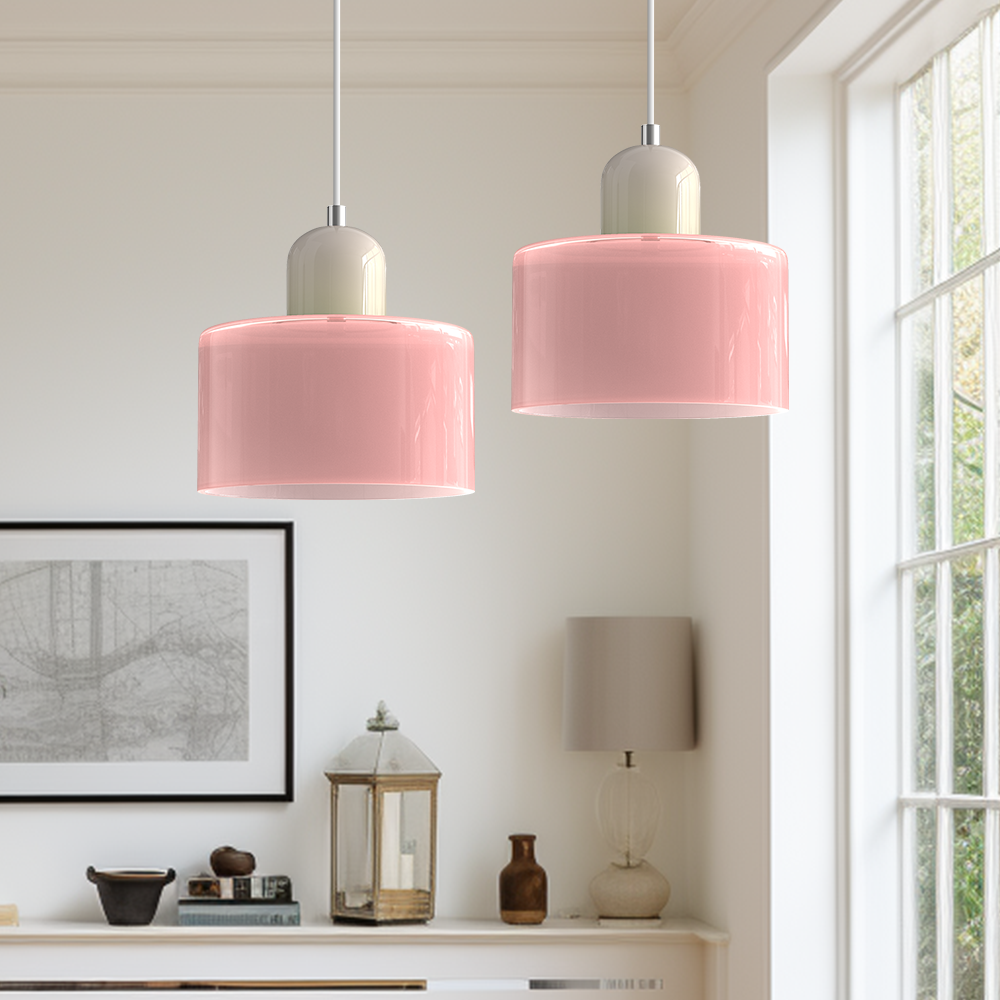 Modern Lamp with Colored Glass and Geometric Shape