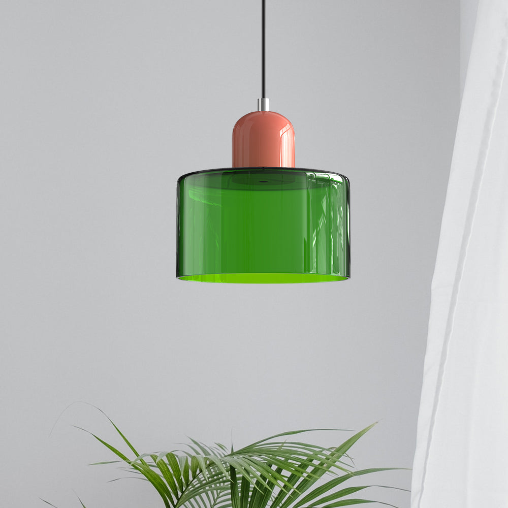 Modern Lamp with Colored Glass and Geometric Shape