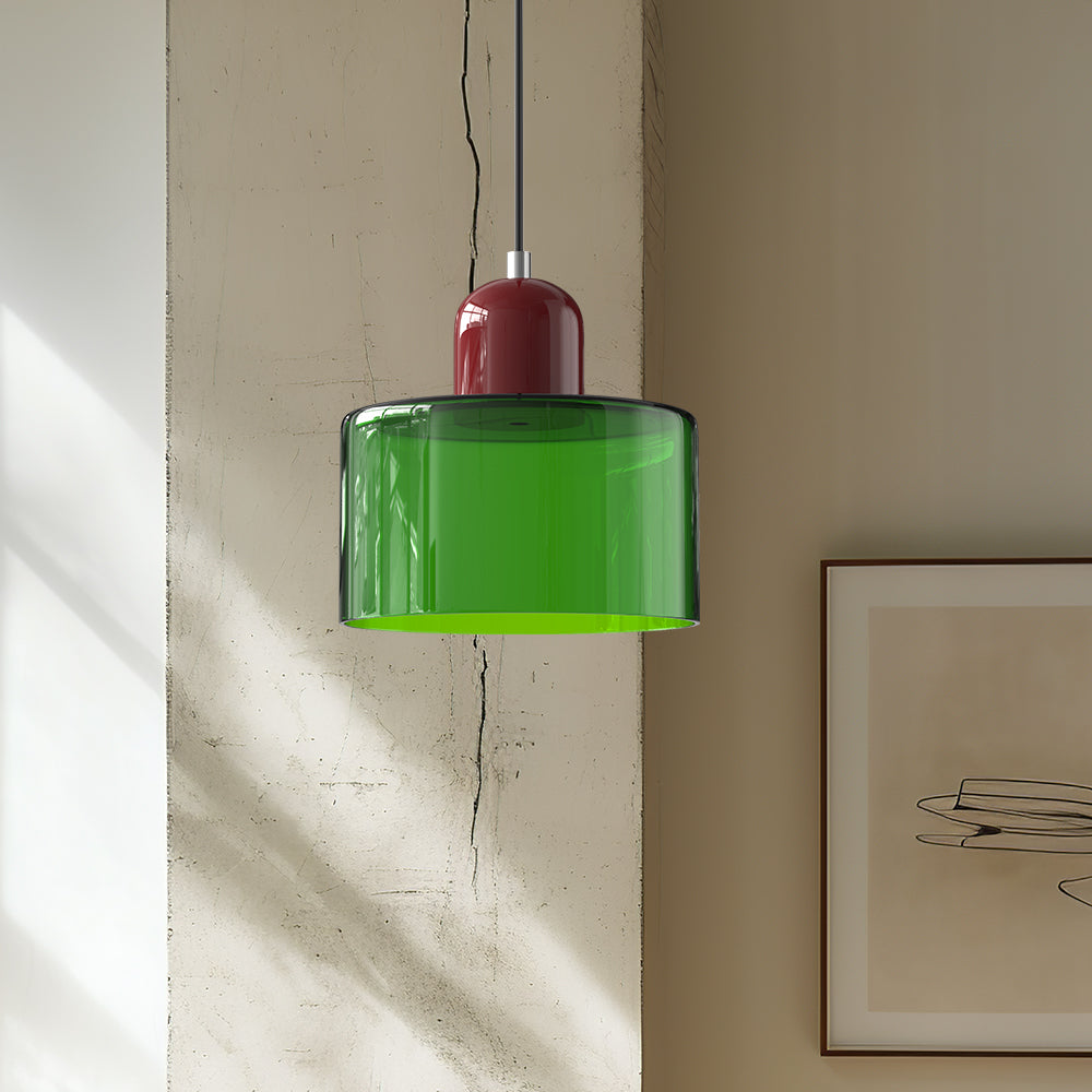 Modern Lamp with Colored Glass and Geometric Shape