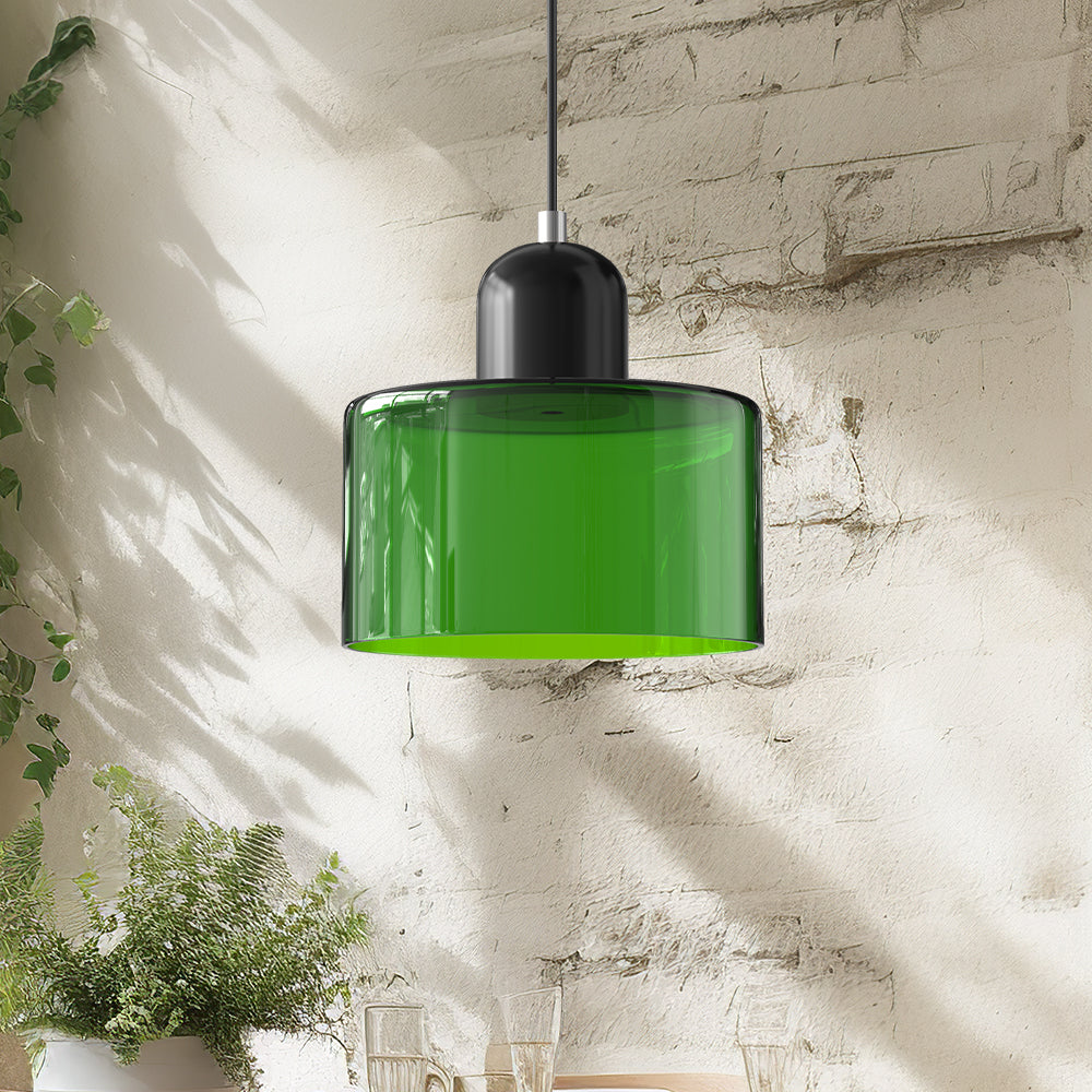Modern Lamp with Colored Glass and Geometric Shape
