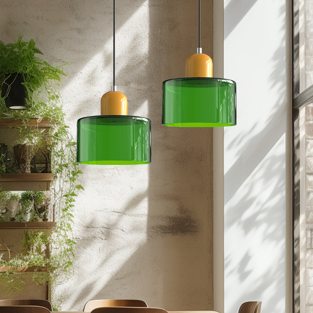 Modern Lamp with Colored Glass and Geometric Shape