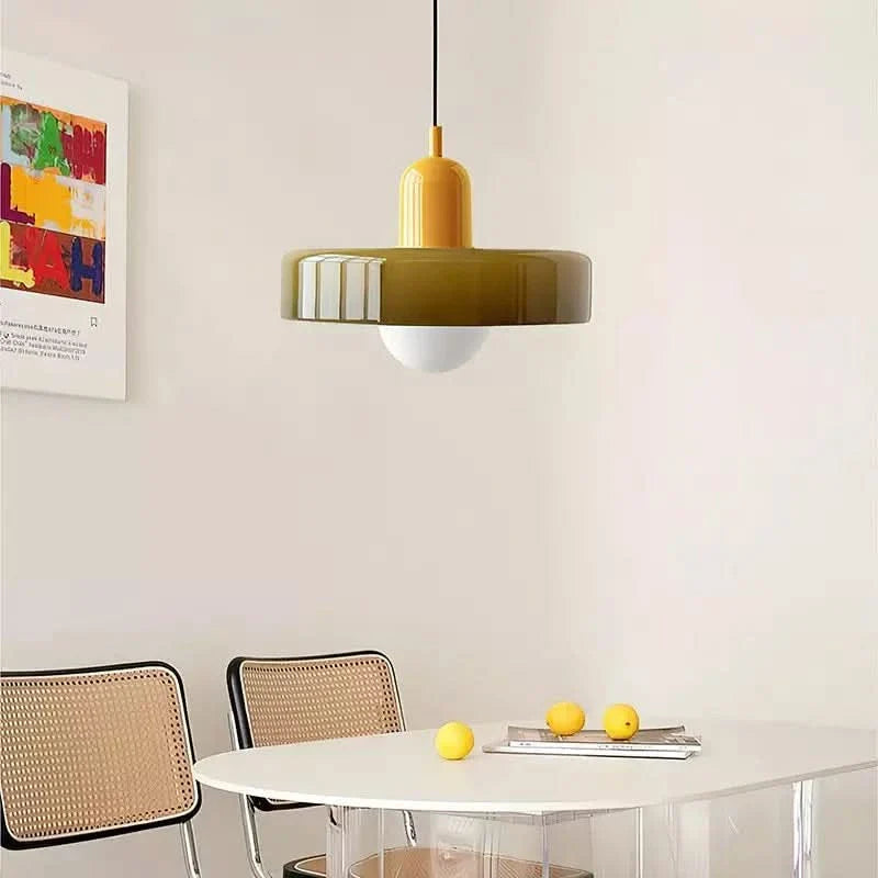 Bauhaus Colored Glass Pendant Light