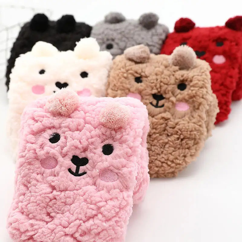 Warm, fluffy bear socks