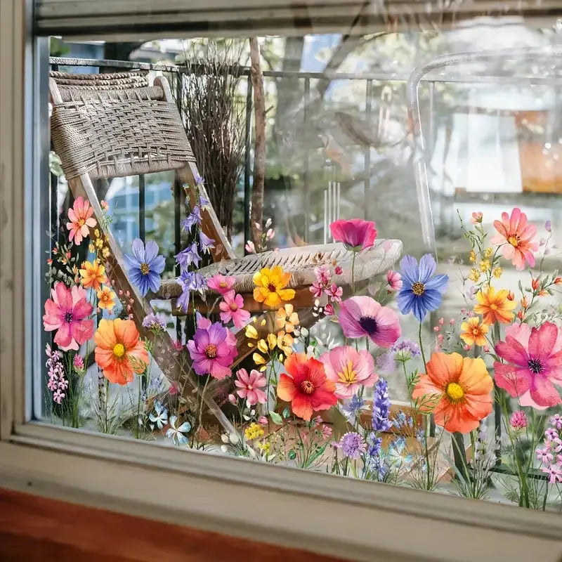 Double-sided window sticker with flower motif (can be cut to any size) – buy 1, get 1!