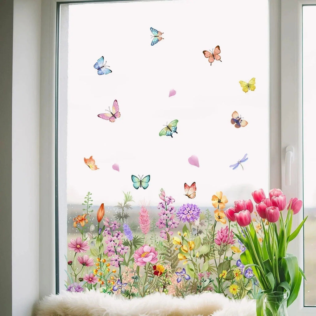 Double-sided window sticker with flower motif (can be cut to any size) – buy 1, get 1!