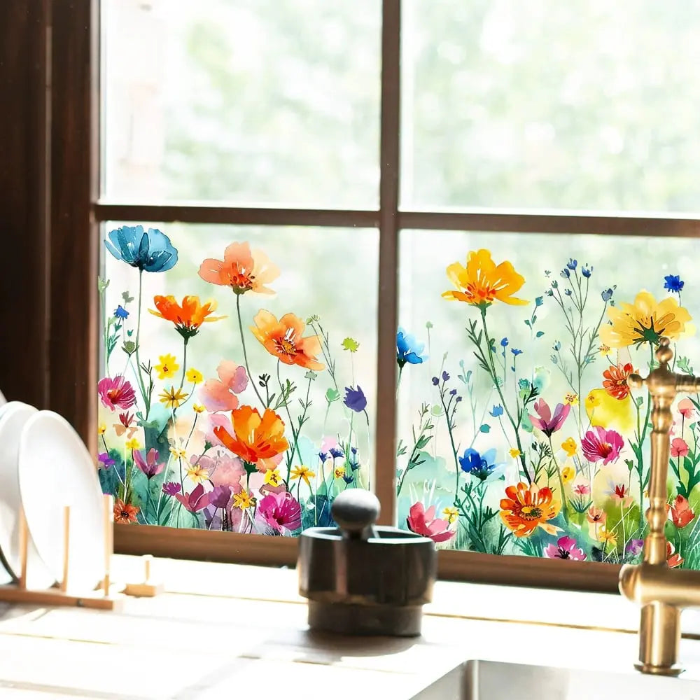 Double-sided window sticker with flower motif (can be cut to any size) – buy 1, get 1!