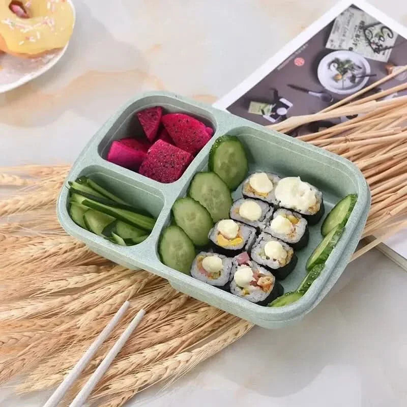 Wheat Fiber Bento Lunch Box | Microwave-Safe Leak-Proof – For School On the Go