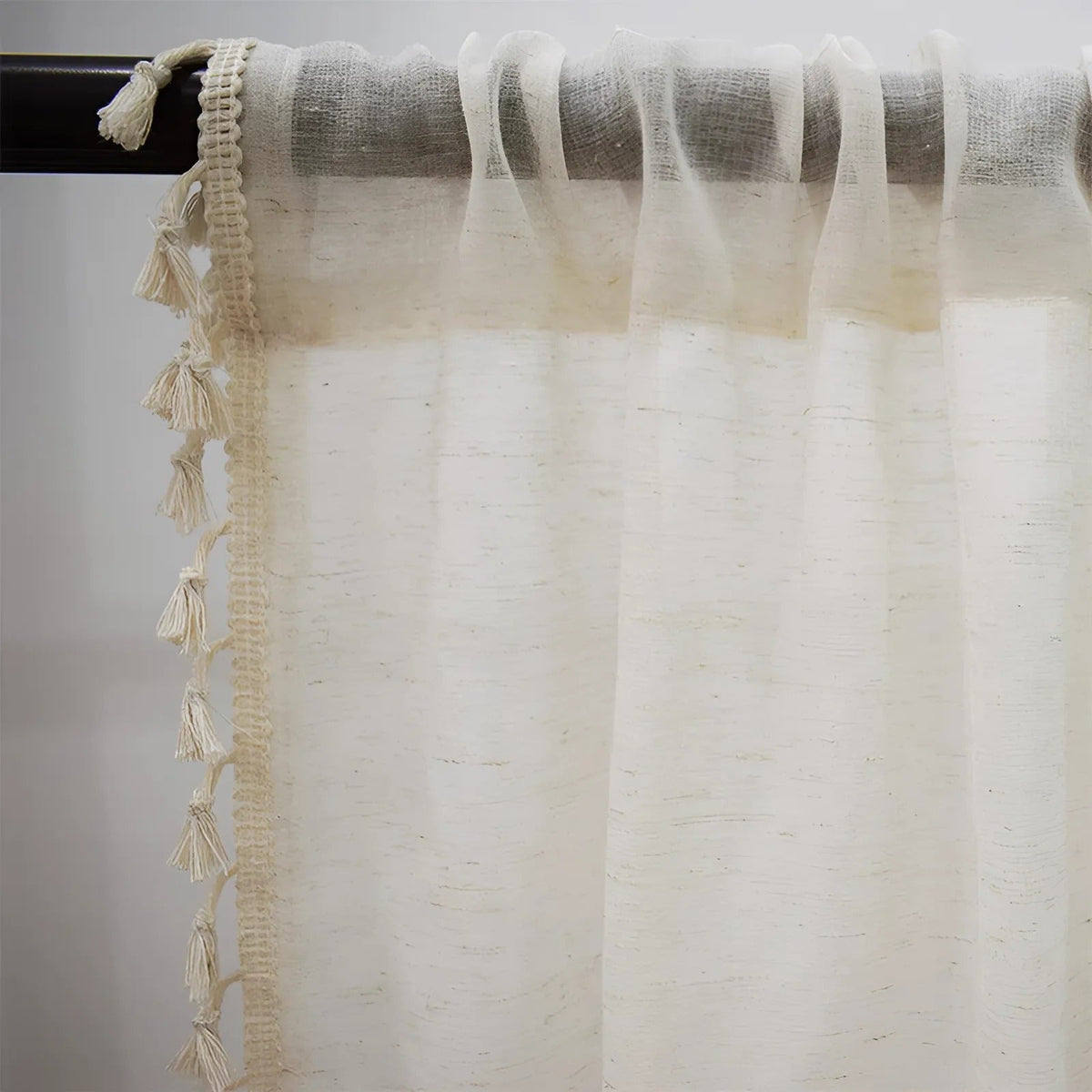 Boho Cotton-Linen Semi-Sheer Curtains