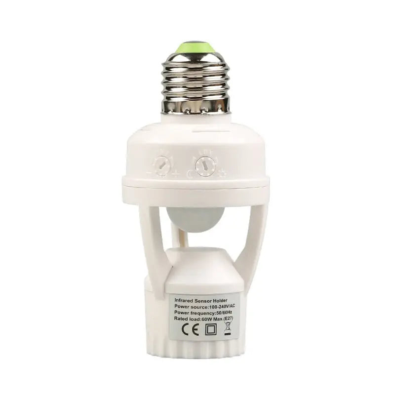 Motion-controlled E27 lamp socket with IR sensor