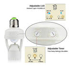 Motion-controlled E27 lamp socket with IR sensor