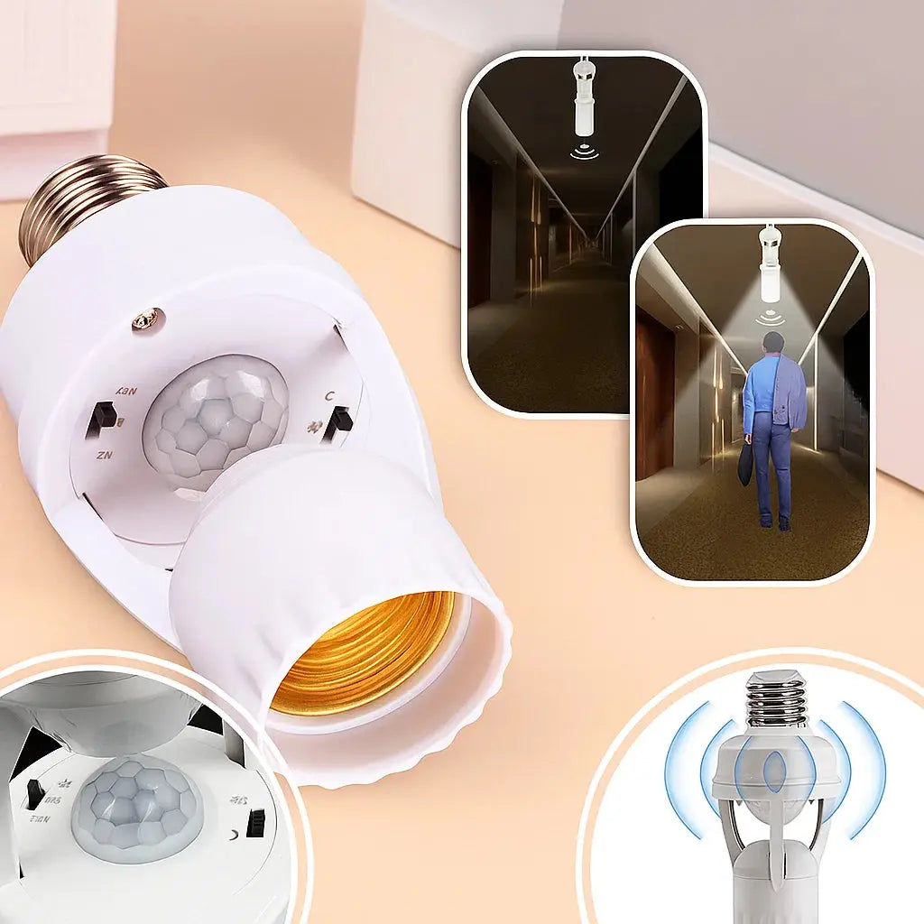 Motion-controlled E27 lamp socket with IR sensor