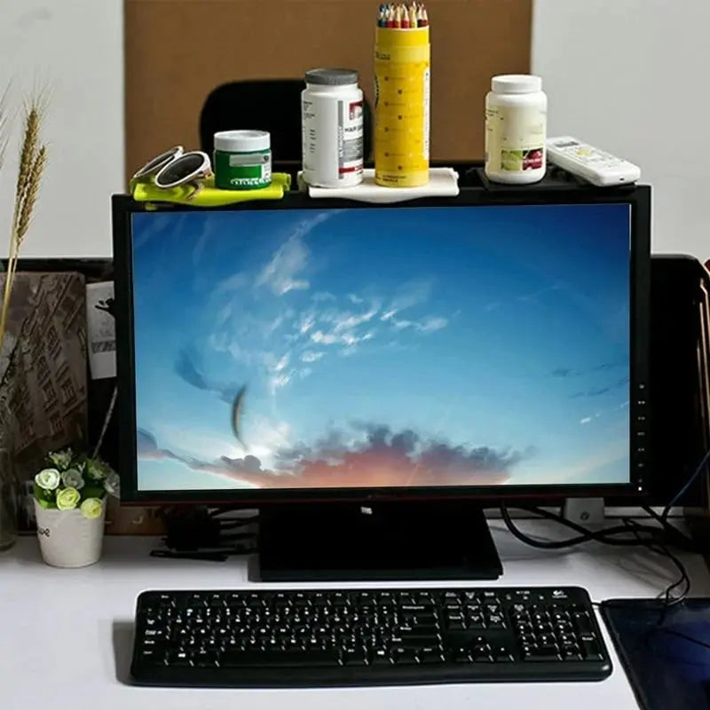 Monitor shelf with phone stand – Organization without drilling and tools