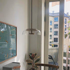 Brass and Glass LED Pendant Lamp with 23 cm × 20 cm Dimensions
