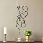 Black Metal Wall Art Wall Decoration Abstract Iron Wall Sculpture Minimalist Face Line Home Decor Craftsmanship