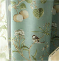 Blackout Blue Curtains with Floral Bird Patterns