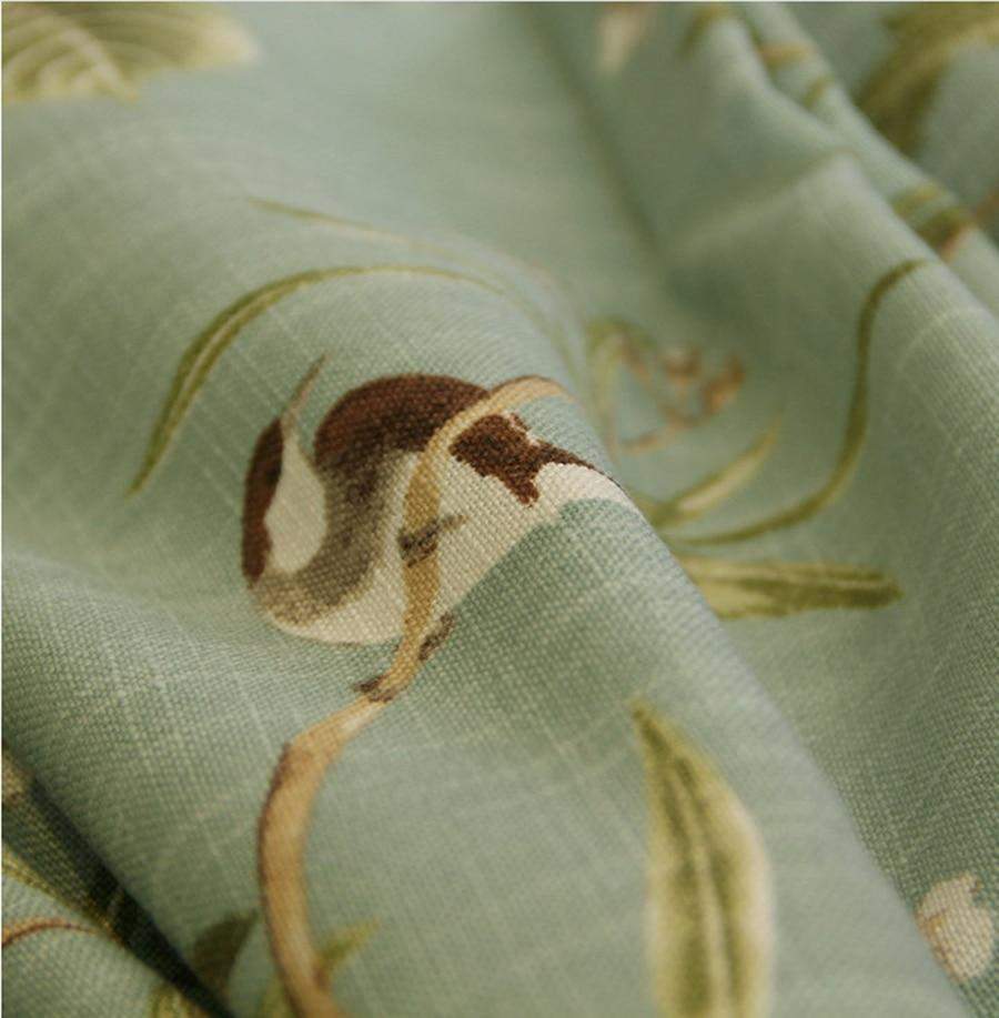 Blackout Blue Curtains with Floral Bird Patterns