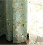 Blackout Blue Curtains with Floral Bird Patterns