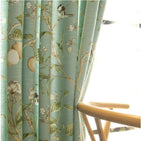 Blackout Blue Curtains with Floral Bird Patterns