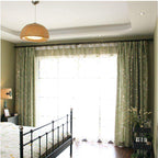 Blackout Green Curtains with Floral Bird Pattern