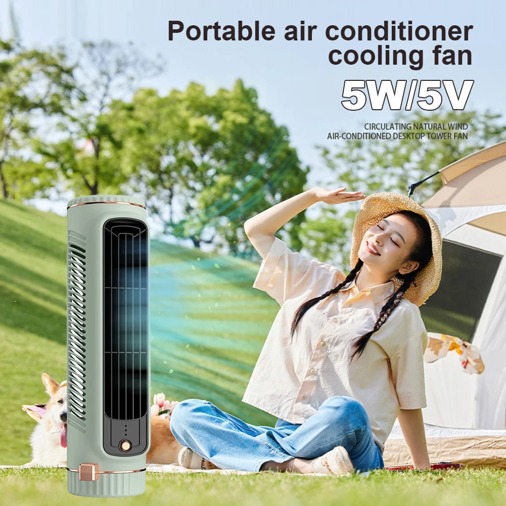 CoolBreeze Mini – Portable bladeless tower fan with USB charging function