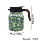 Floral Stainless Steel Teapot with Strainer - 1000ml Vintage Elegance