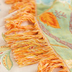 Cotton Throw Blanket with Floral Boho Pattern
