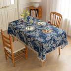 Peacock Blossom Boho Floral Tablecloth with Tassel