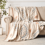 Cotton blanket with mandala pattern for indoors & outdoors