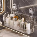 Drill-free suction cup bathroom storage box