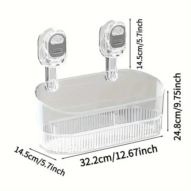 Drill-free suction cup bathroom storage box
