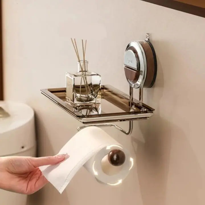 Drill-free toilet paper holder made of stainless steel